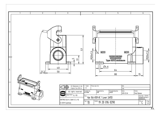 HART Sockelgehäuse 2xM20     19200160290 