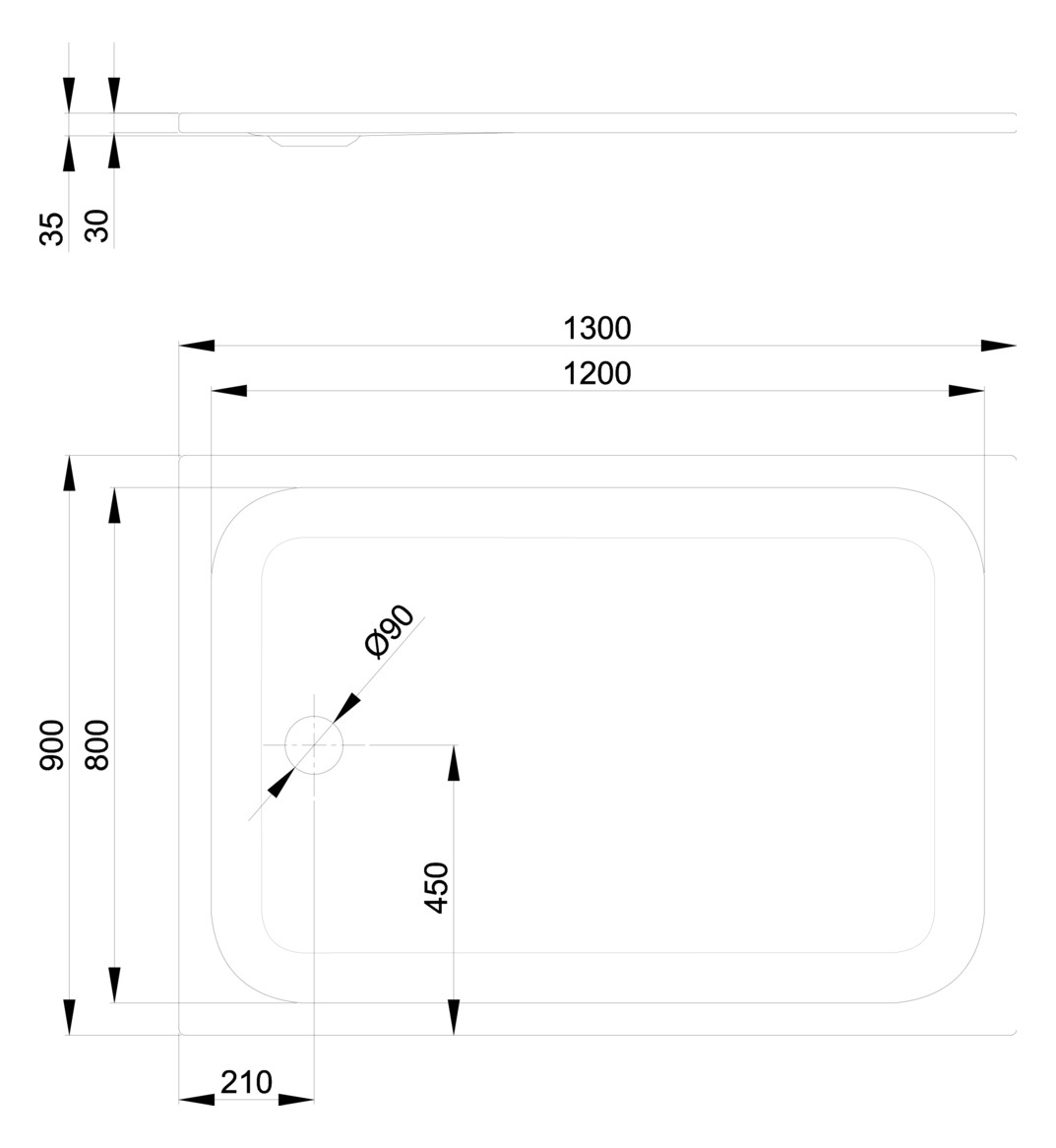 Duschwanne BetteUltra 5795 130x90x3,5cm, flax