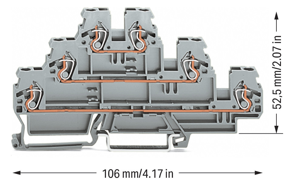 Reihenklemme 0,08-4qmm Serie 870 3Etagen 2kl gr 24A Hutschiene TH35