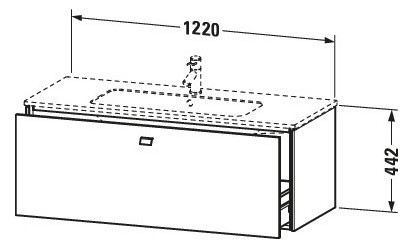 Duravit Waschtisch-Unterschrank Brioso 122 x 47,9 cm, Graphit matt, 1 Auszug, wandhängend