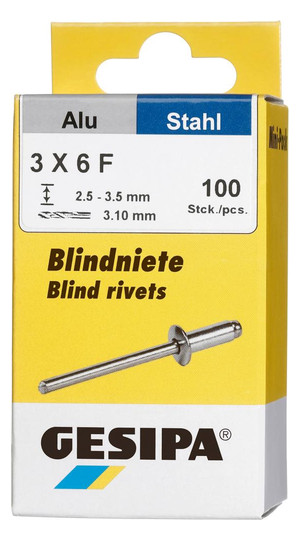 GESIPA-Blindniete Alu/Stahl - 3x6 mm (Minipack 100...