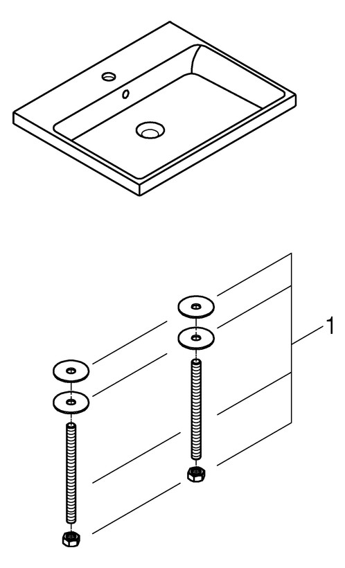 GROHE Einbauwaschtisch Cube Keramik 60x49cm, mit Überlauf, Rückseite glasiert, alpinweiß