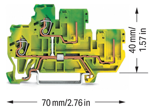 Schutzleiter-Reihenklemme Serie 870 0,08-2,5qmm gn/ge 2Etagen APL_erf.