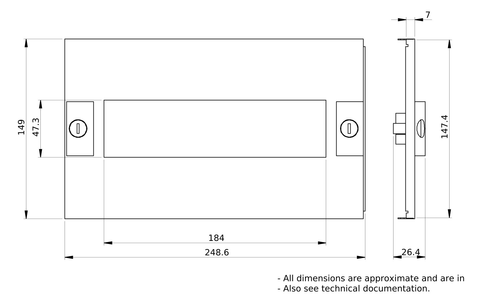 Schrank-Frontplatte 3HE B250xH150mm ST pulverbesch