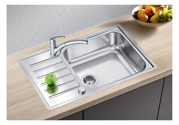 Blanco Spüle LANTOS XL 6 S-IF Compact 78 x 50 cm, Edelstahl Bürstfinish, reversibel, Ablauffernbedienung mit Drehbetätigung