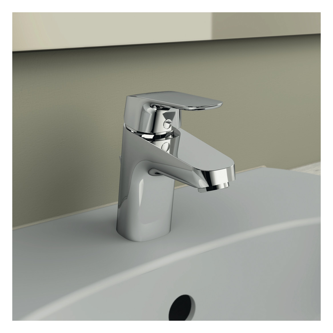 Ideal-Standard Waschtisch-Einhebelmischer CeraFlex mit Kunststoff-Ablaufgarnitur, Ausladung 101mm, chrom