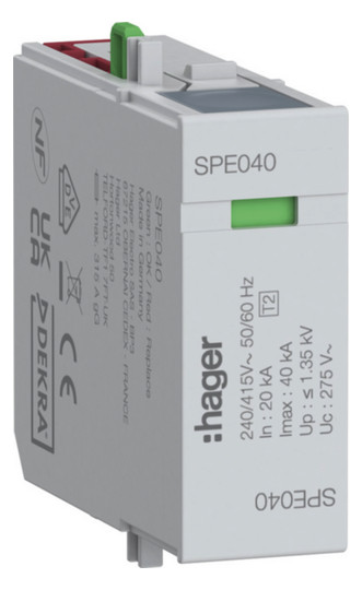 Hager Steckmodul L-N Uc 275V In   SPE040 