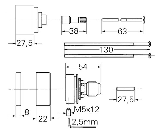 GROHE Verläng.-set Automatic 2000 47172 Griff ohne Spartaste 1/2" 27,5mm chrom