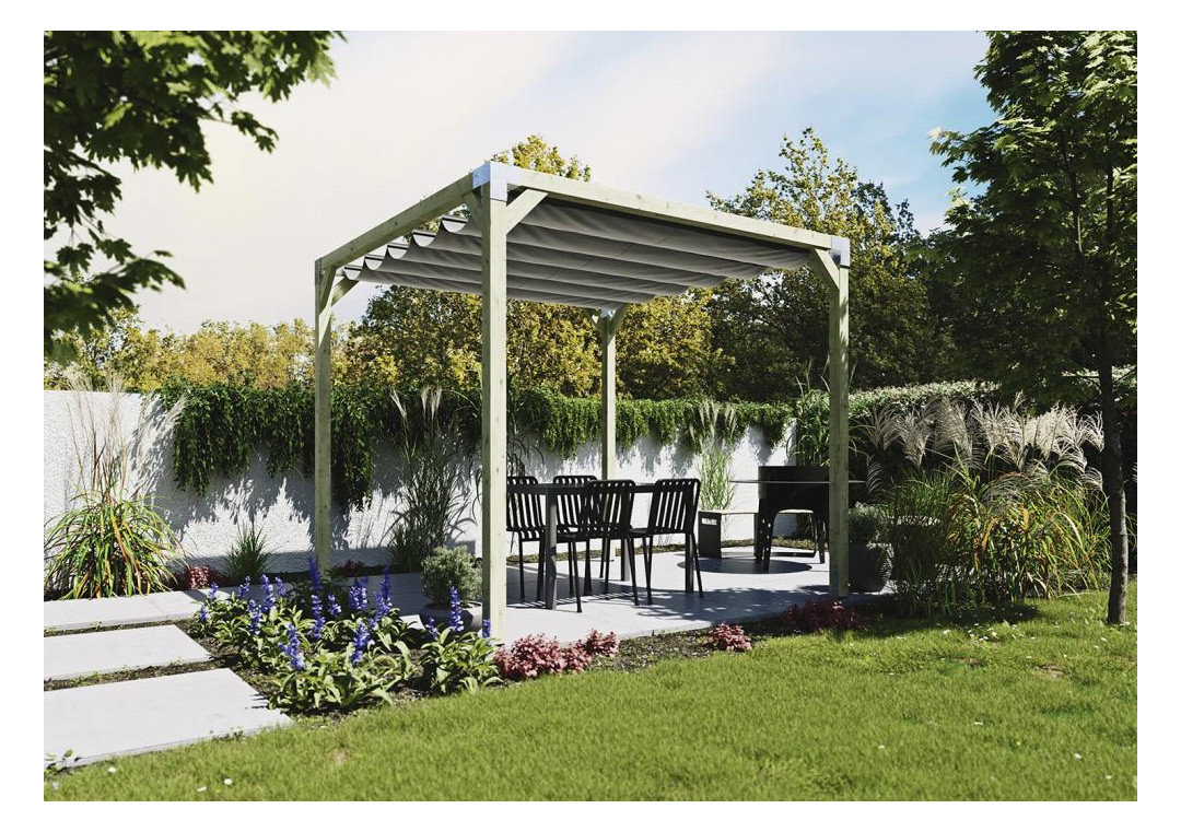 Bild QUATTRO-Pergola 3 P. 9x9cm, DIY-Bausatz & Metall-Steckverbinder 2,4x3x2,4m o.Sch - n.a.-1