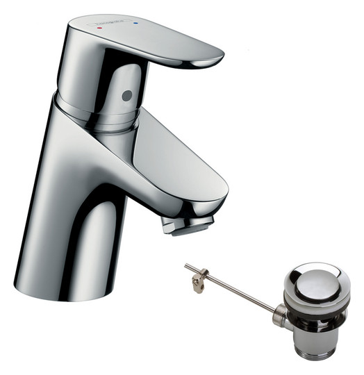 hansgrohe Waschtisch-Einhebelmischer Focus 70 mit Zugstangen-Ablaufgarnitur, chrom