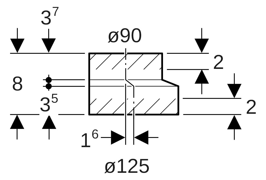 Geberit Reduktion PE DN 125/90, exzentrisch, kurz, PE-HD