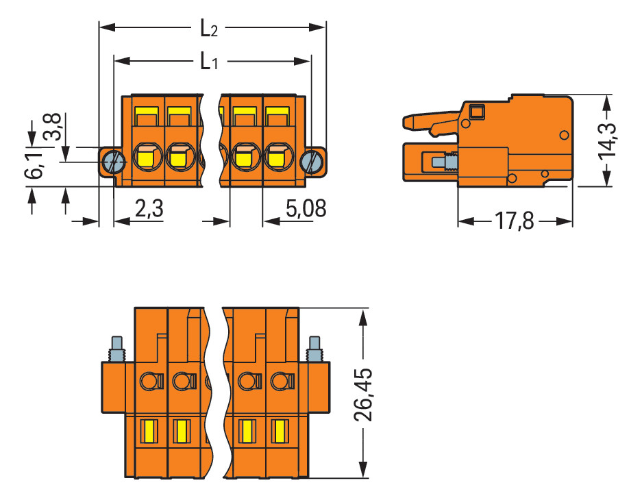 Verbindungsklemme 7p or Serie 231 16A 0,08-2,5qmm Thermopl 5,08mm Federzugans