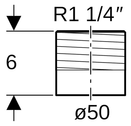 Geberit Übergang PE DN 50, R 1 1/4, mit AG, PE-HD