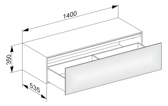 KEUCO Sideboard Edition 11 140x35x53,5cm, 1 Frontauszug, Weiß, Glas Weiß satiniert