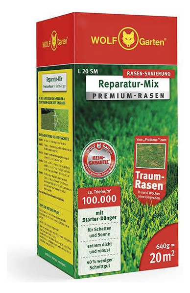 Bild Premium-Rasen mit Starter-Dünger L 20 SM 640 g - WOLF GARTEN-0