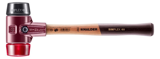 HALDER-Simplex-Schonhammer 60 mm, Gummikomp./Plastik, rot