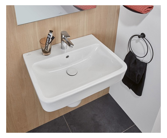 V&B Waschtisch O.Novo 60x46cm, eckig, mit Hahnloch, mit Überlauf, weiß C-plus