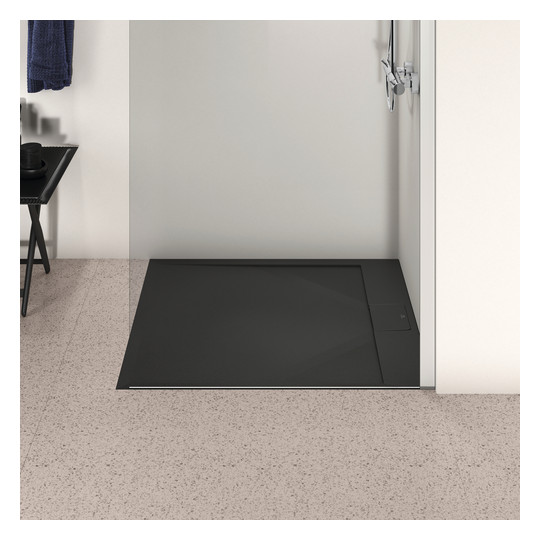 Ideal-Standard Rechteck-Brausewanne Ultra Flat S i.life 100 x 90 x 3 cm, Schiefer, Aufbauhöhe 30mm