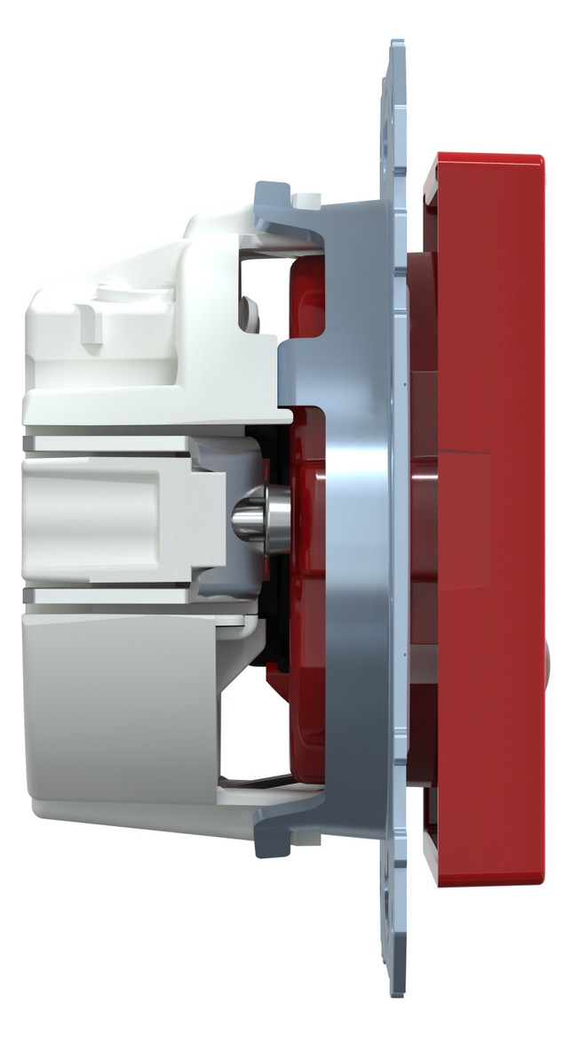 Steckdose 1f rubrt glz System M UP m.BS IP20 rubinrot