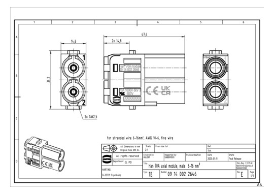 HART Han 70 A Modul Stift    09140022646 