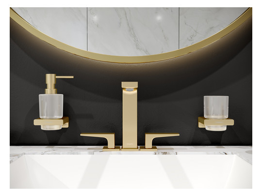 hansgrohe Zahnbecher AddStoris mit Glas, Wandmontage, Metall, polished gold optic