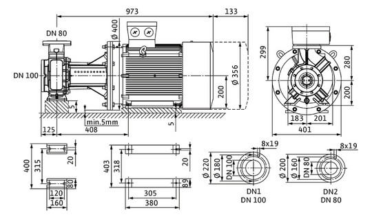 Wilo Trockenläufer-Blockpumpe Atmos GIGA-B 80/220-37/2,DN100,DN80,37kW