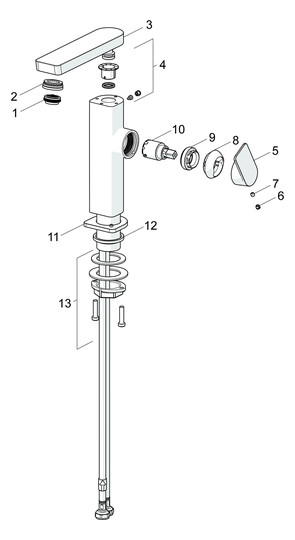 HANSA Waschtisch-Einhebelmischer HANSASTELA Hebel seitlich, ohne Ablaufgarnitur, Ausladung 134mm, chrom