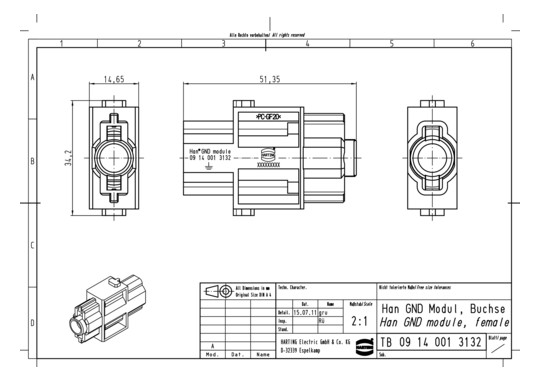HART Han GND Modul, Buchse   09140013132 