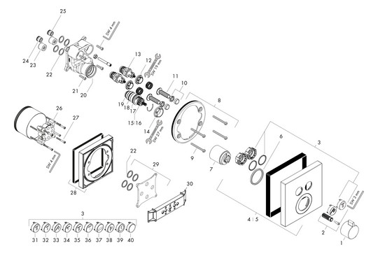 hansgrohe Fertigmontageset ShowerSelect UP-Thermostat, 2 Verbraucher, chrom