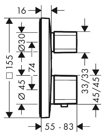 hansgrohe Fertigmontageset Ecostat E 2 Verbraucher, UP-Thermostat, chrom