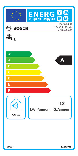 BOSCH Gas-Warmwassertherme Tronic 4000 T4304 14 D 21, für Schornsteinanschluss