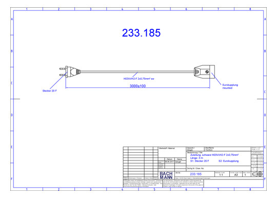 Bachmann Verlängerung 3m schwarz 233.185 