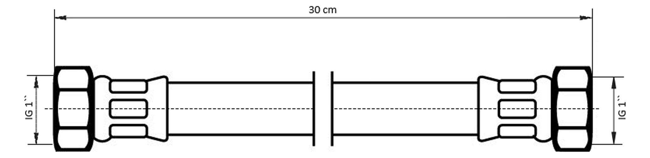 NEOPERL Panzerschlauch NEOFLEX DT 1" x 1", 300 mm, IGxIG, diffusionsdicht