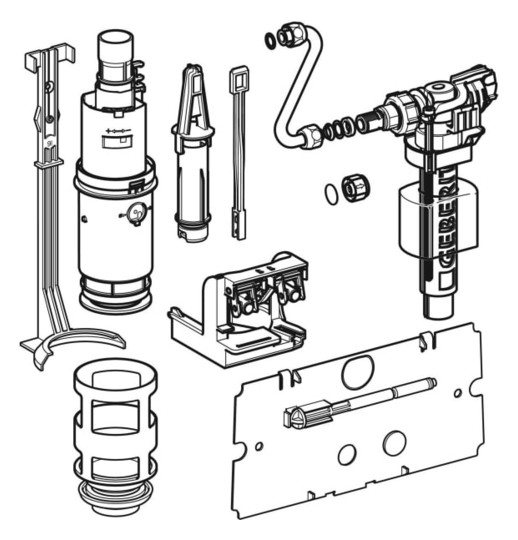 Geberit Umbauset Twinline Baujahr 1988-97, für Modell 110.800, für 2-Mengen-Spülungen