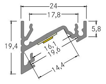 Eckprofil alu Alu 2000x24x19,4mm Eckprofil alu Alu 2000x24x19,4mm