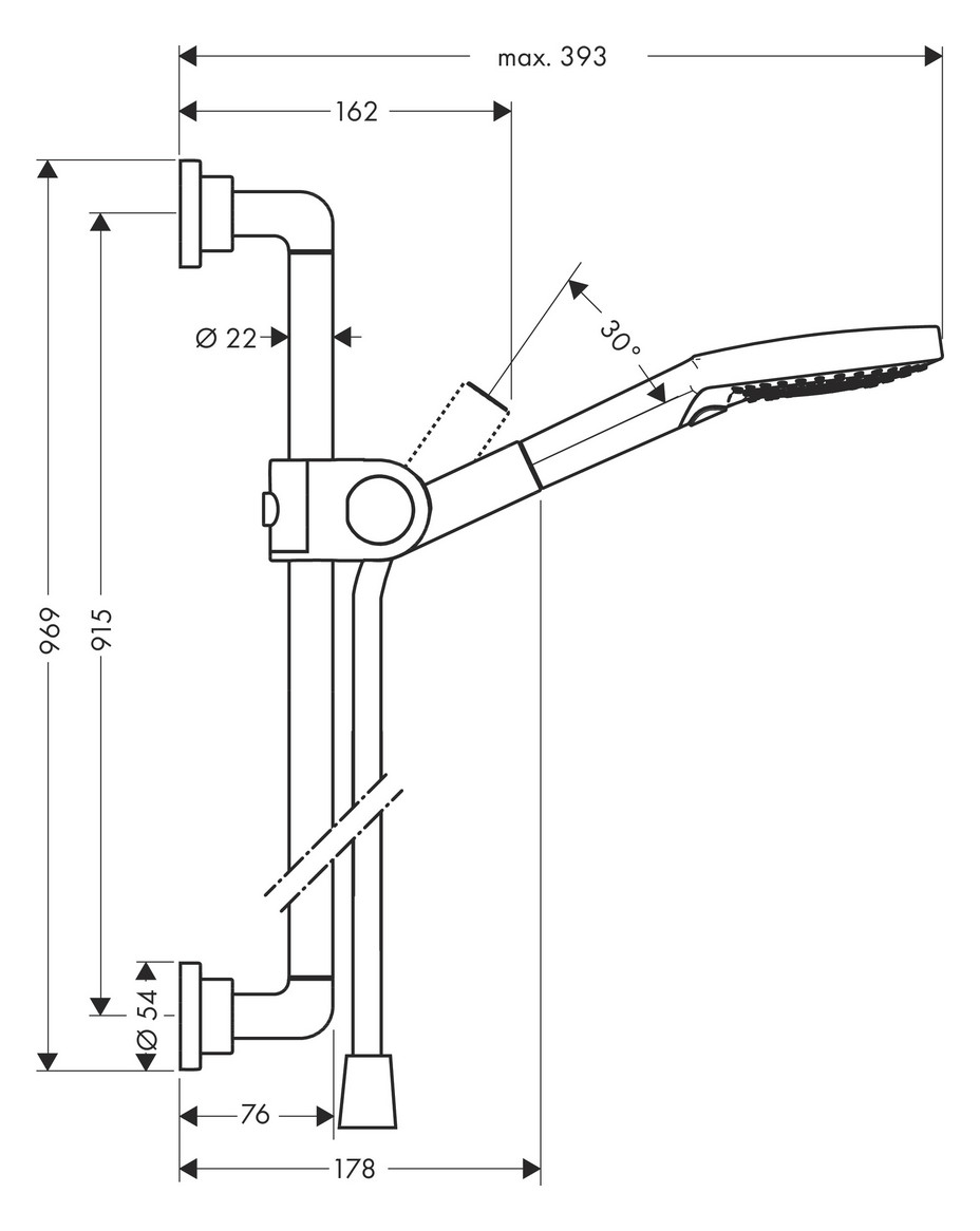 hansgrohe Brauseset Axor Citterio 900mm, mit Handbrause, 120mm, 3jet, brushed brass