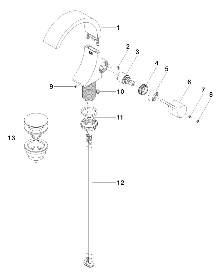 Dornbracht Einhandmischer CYO für Waschtisch, Ausladung 143mm, mit Ablaufgarnitur, Platin gebürstet