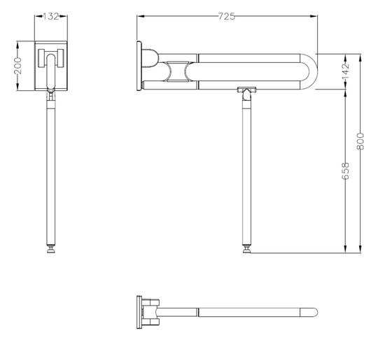 Normbau Stützklappgriff Nylon Care 800mm, 725 mm, pastellblau