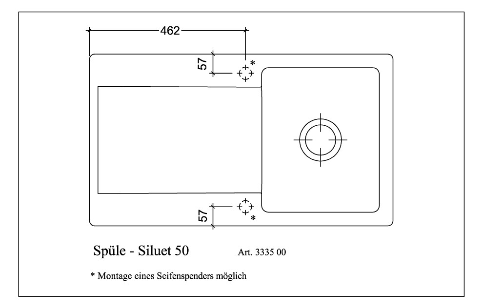 V&B Spüle Siluet 50 mit Ablaufgarnitur, Handbetätigung, weiß alpin CeramicPlus