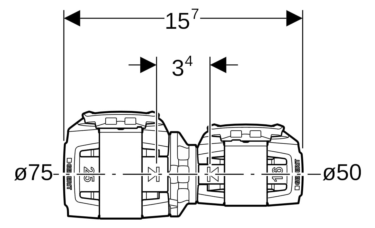 Geberit Reduktion FlowFit Ø 75 x 50 mm, PPSU