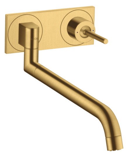 hansgrohe Spültisch-Wand-Einhebelmischer Axor Uno UP, brushed gold optic