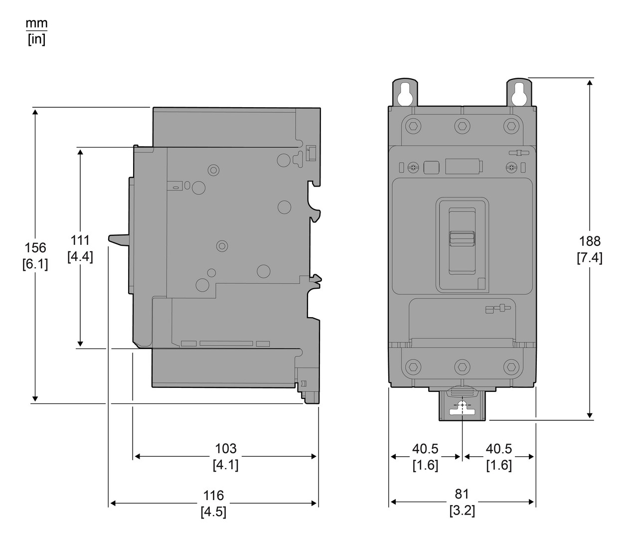 Motorschutzschalter 3p 115A/Iu 690V m.Geh IP40 Komplettger_im_Geh magnetisch