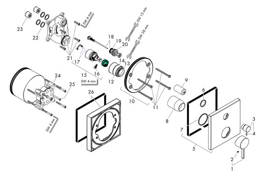 hansgrohe Fertigmontageset Finoris UP-Wannen-Einhebelmischer, mattschwarz