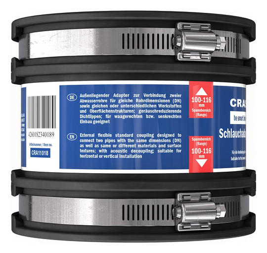 Crassus Schlauchadapter CDC 100, Typ 1, 100-116 mm, 0,6 bar, mit Innenlippe