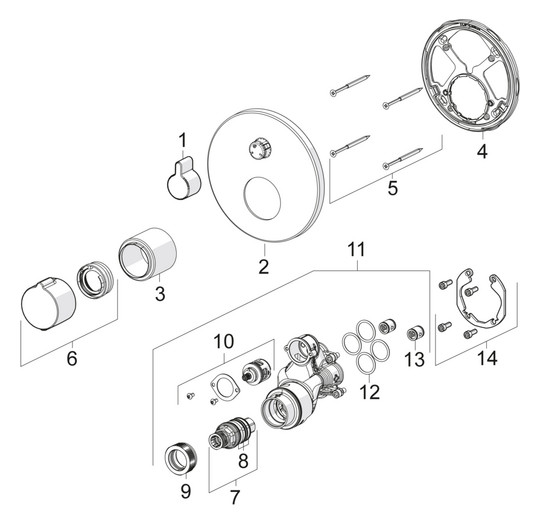 HANSA Fertigmontageset HANSAHOME UP-Wannen-Brause-Thermostat, chrom
