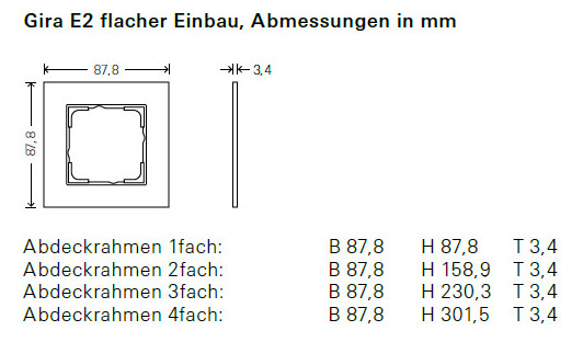 Rahmen 4f edst E2 Metall Unterputzmontage Rahmen 4f edst E2 Metall Unterputzmontage