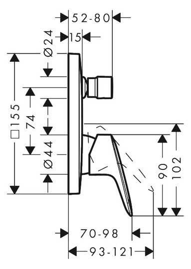 hansgrohe Fertigmontageset Logis UP-Wannen-Einhebelmischer, 2 Verbraucher, chrom