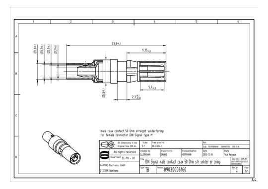 HART HARTING KOAXIALKONTAKTS 09030006160 