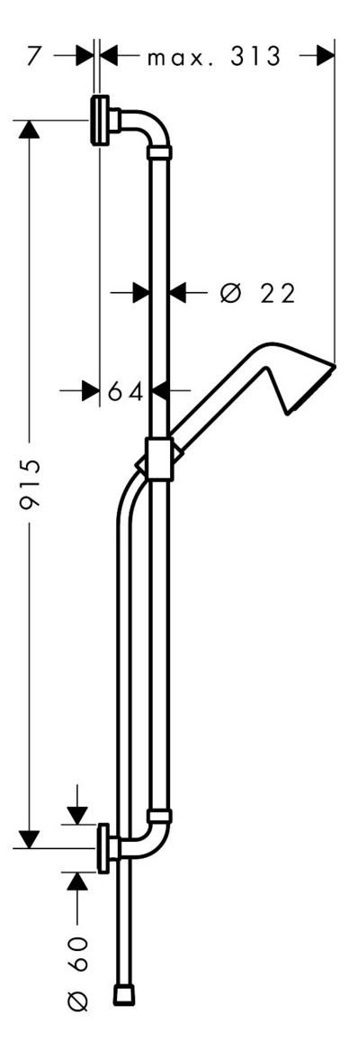 hansgrohe Brauseset Axor Front 900mm, mit Handbrause, 85mm, 1jet, brushed red gold