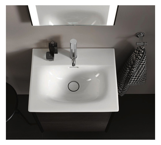 Duravit Möbel-Handwaschbecken Viu 53x43cm, mit Überlauf, Hahnlochbank, mit Hahnloch, weiß WonderGliss